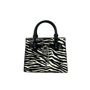 MICHAEL KORS - Mod. Hamilton Bolso cruzado pequeño de cuero con estampado de cebra en blanco y negro