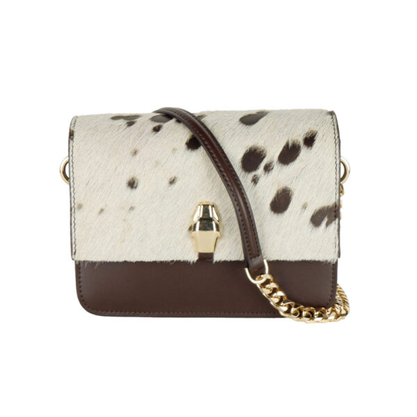 CAVALLI CLASS - Bolso pequeño de hombro bicolor en blanco y marrón