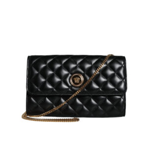 VERSACE - Bolso cruzado de hombro de napa acolchada negra
