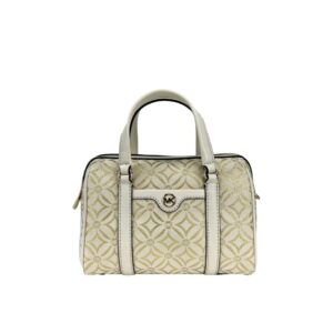 MICHAEL KORS - Bolso cruzado de cuero pequeño con textura de grano en color dorado pálido multi