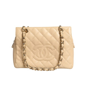 CHANEL - Bolso de hombro Matelassé Caviar De Coco con cadena en color beige