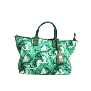 DOLCE & GABBANA - Bolso de mano para mujer de lona verde con diseño de jardín botánico