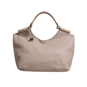 DOLCE & GABBANA - Bolso tote de piel de ciervo rosa claro con placa de logo y asa superior