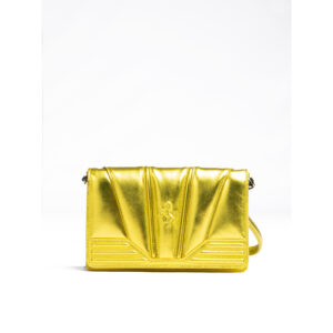 FERRARI - Bolso de cuero patent amarillo metálico con cadena