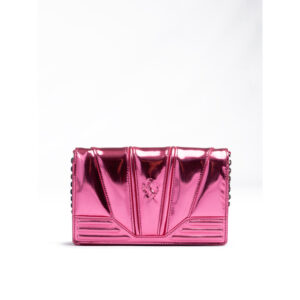FERRARI - Bolso de cuero patent rosa metálico con cadena