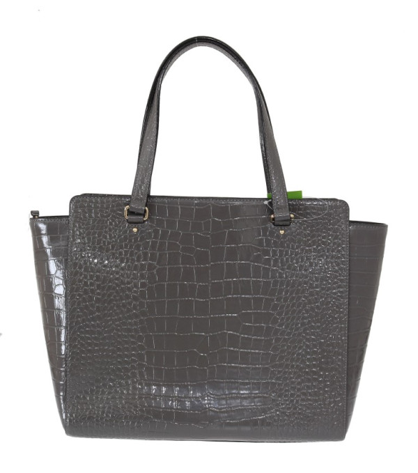 KATE SPADE - Bolso de mano Elissa Bristol Drive de piel con relieve de cocodrilo gris - Image 3