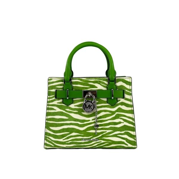 MICHAEL KORS - Mod. Hamilton Bandolera de cuero pequeño con estampado de cebra en verde jungla