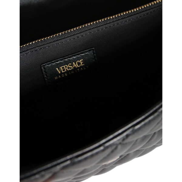 VERSACE - Bolso cruzado de hombro de napa acolchada negra - Image 3