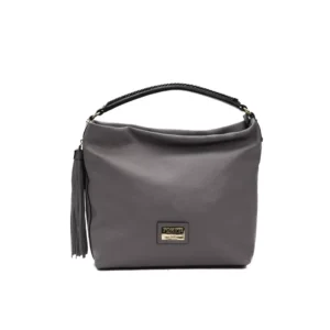 POMPEI DONATELLA - Bolso de hombro de cuero gris para mujer