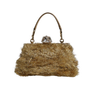 DOLCE & GABBANA - Bolso de Noche de Cristal con Lentejuelas y Correa de Cadena Vanda Dorada