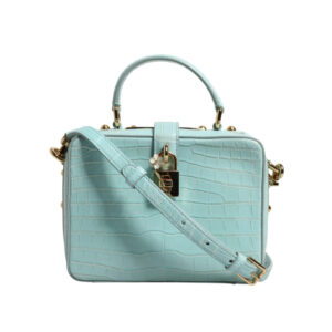 DOLCE & GABBANA - Bolso de hombro de cuero con relieve en verde menta y candado