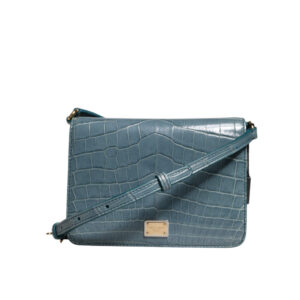 DOLCE & GABBANA - Bolso cruzado mini de piel exótica verde con placa DG