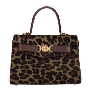 VERSACE - Bolso de mano de pelo de caballo beige